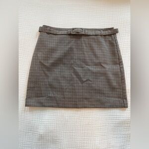 Mango - Belted Plaid Mini Skirt - XS